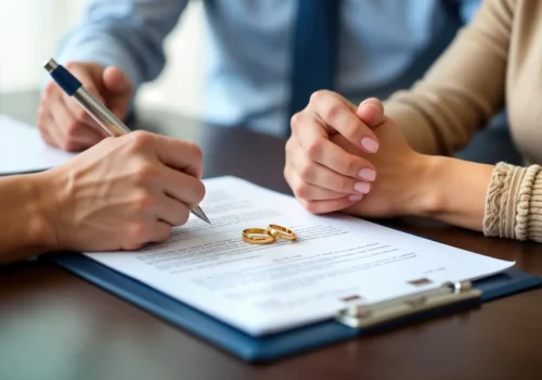 couple-signs-divorce-documents-lawyers-office-wife-husband-sit-table-legal-process